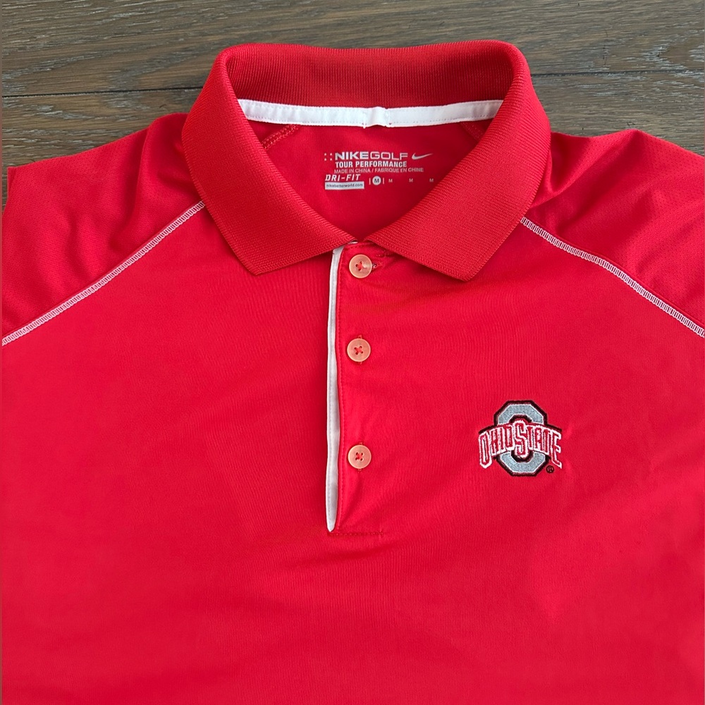 Nike Dri Fit Embroidered Ohio State Short Sleeve Polo Shirt Size M Gently Worn